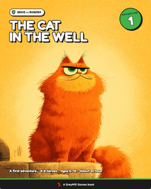Adventure 01 cover: Fluffington the cat above a well